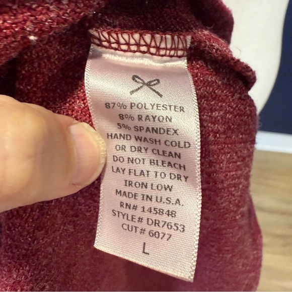 Everly Maroon Cowl Neck Sweater Tunic Mini Dress, Size Large - Picture 7 of 7